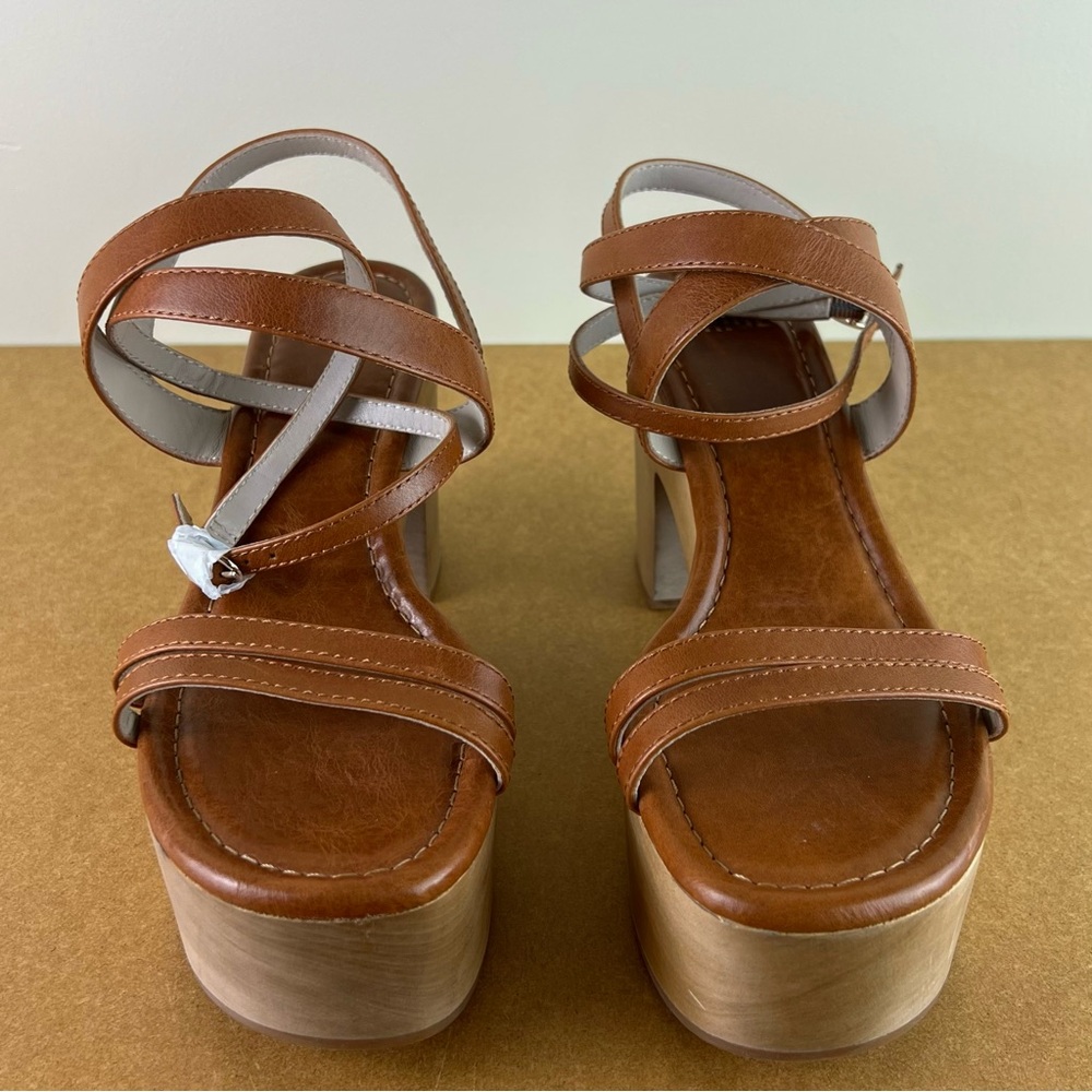 NEW PAIGE BROWN LEATHER CLOG SANDALS - Picture 9 of 12